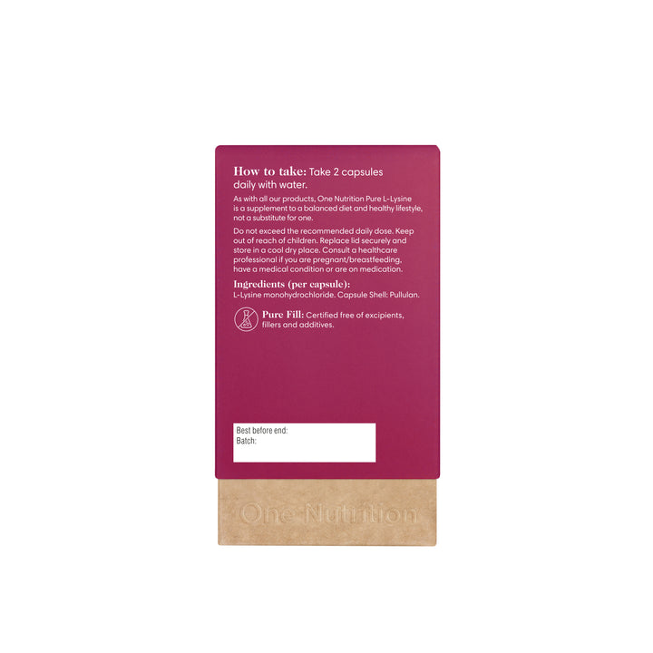 Pink supplement capsule with text on a white background