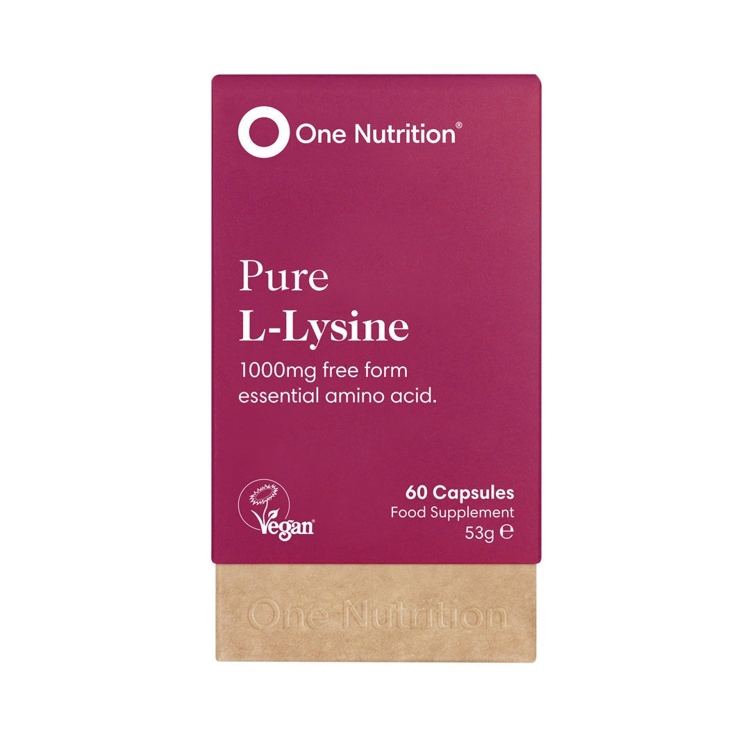 One Nutrition L-Lysine 60 capsules essential amino acid vegan supplement for immune support and bone health