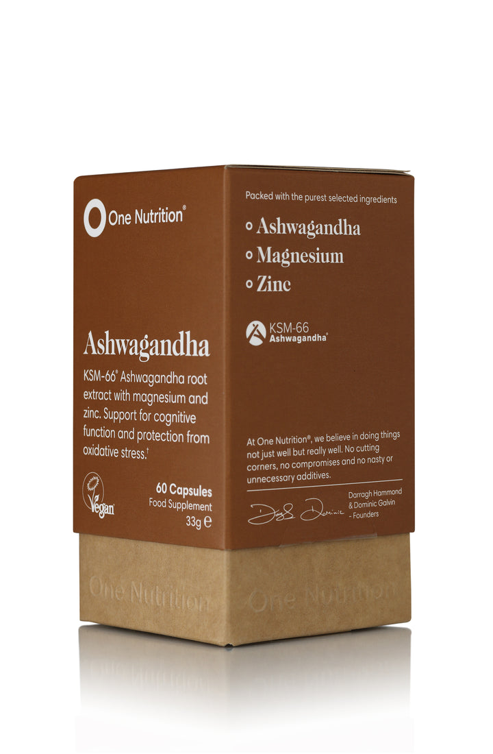 One Nutrition Ashwagandha supplement packaging on a white background