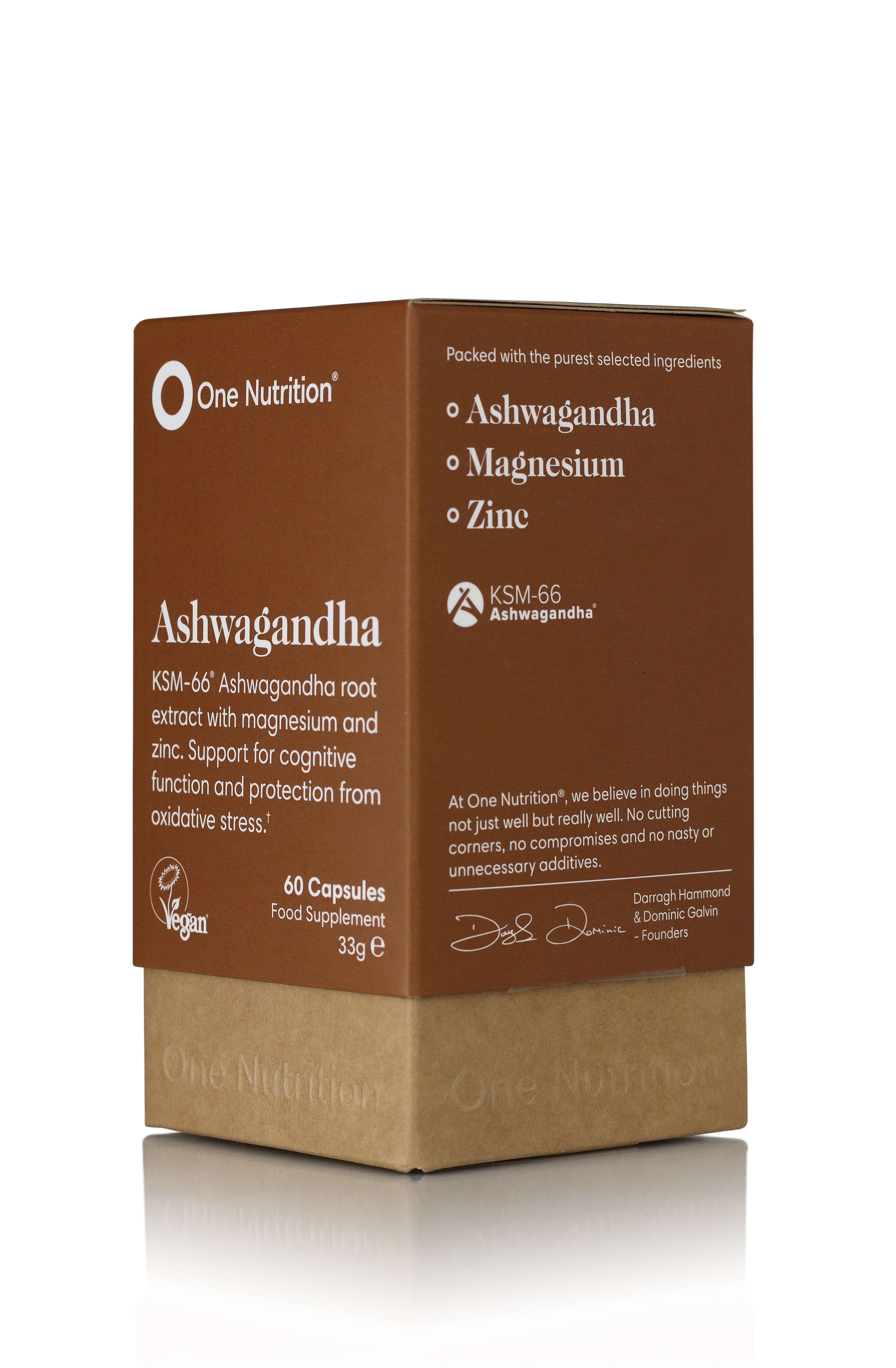 One Nutrition Ashwagandha supplement packaging on a white background