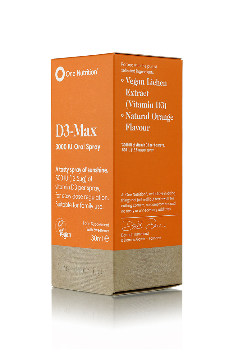 One Nutrition D3-Max 3000 IU Oral Spray packaging on a white background