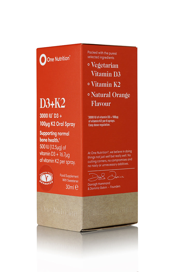One Nutrition D3+K2 supplement packaging on a white background